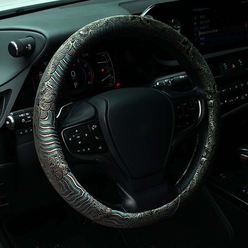 Universal Cloud Sea Cliff Pattern Steering Wheel Woven Brocade Embroidery China-Chic Personalized Creative Anti Slip_autovado.com