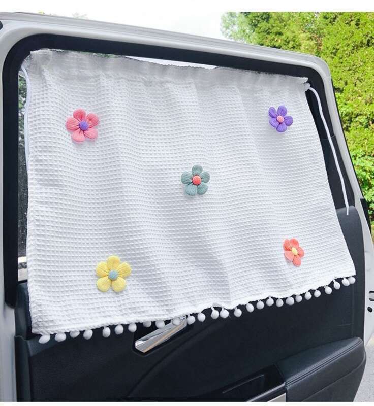 Car Side Window Ins Wind Internet Celebrity Sunshade Heat Shield Creative Suction Cup Car Flower Curtain_autovado.com