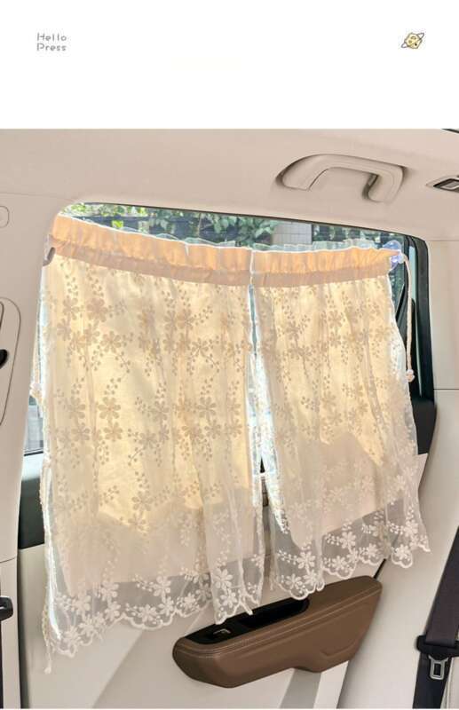 Lace Double-layer Suction Cup Small, Fresh And Cute Girls, Car Sunshade, Heat Insulation Curtain For All Seasons_autovado.com