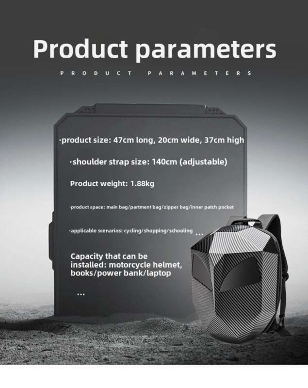 Motorcycle Accessories, Helmet Backpack, Iron Hero Riding Bag, Non Luminous LED Screen, PC Shell, Bare Nylon Backpack_autovado.com