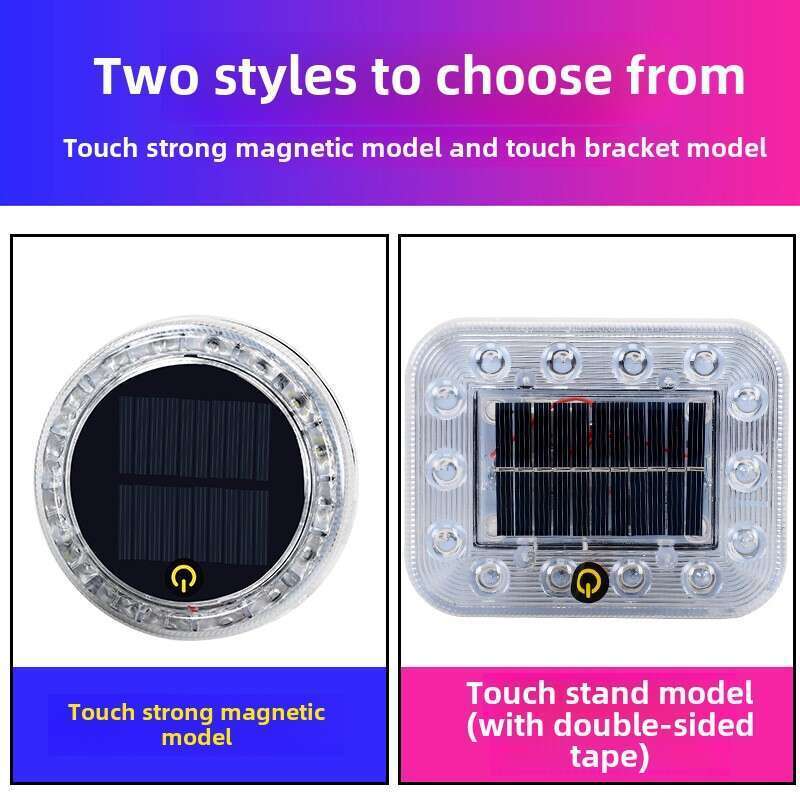 Third Generation Touch Car Solar Powered Truck Flash Anti Rear End Collision Seven Color Circular Warning Li, LED_autovado.com