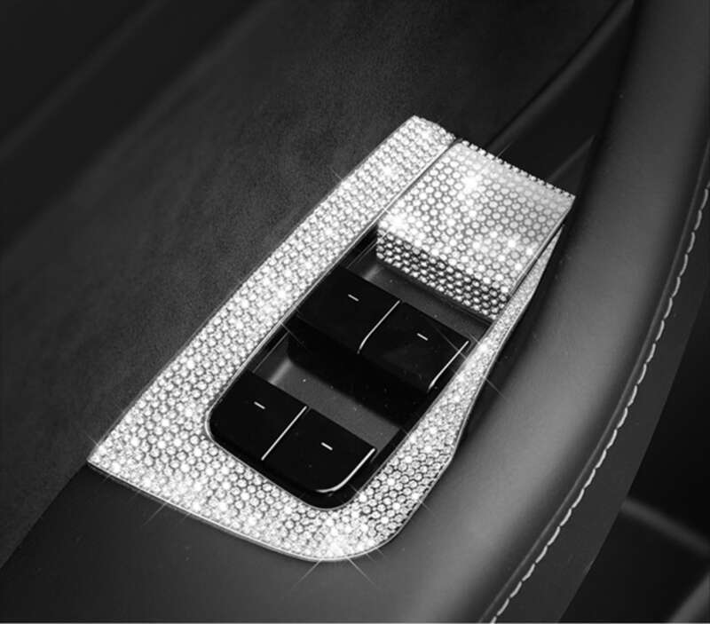 Suitable For Tesla Model Interior Modification, Steering Wheel, Door Handle, Car Logo Diamond Decoration Sticker_autovado.com