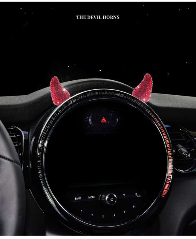 Internet Celebrity Interior Diamond Studded Small Horn Steering Wheel Instrument Panel Little Devil Ornament Creative_autovado.com