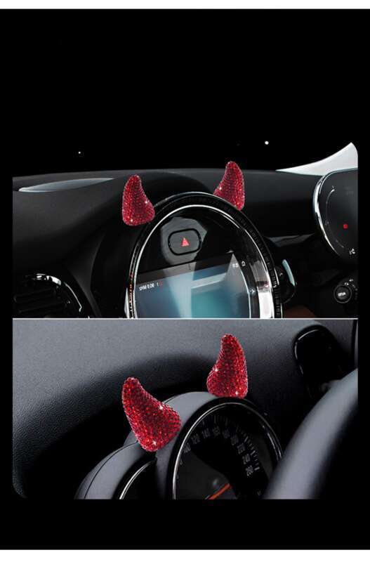 Internet Celebrity Interior Diamond Studded Small Horn Steering Wheel Instrument Panel Little Devil Ornament Creative_autovado.com