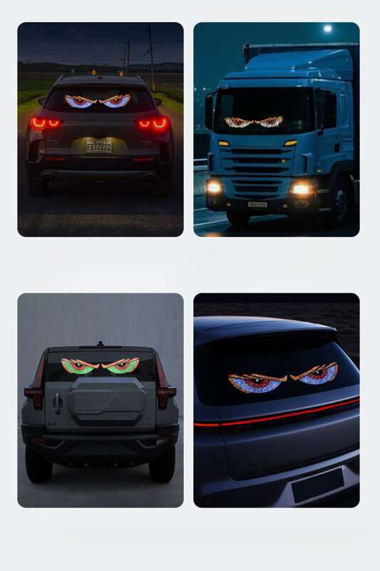 New LED Devil Brand Car Sticker Dynamic Eye DIY Waterproof Display Screen Truck Decorative Light_autovado.com