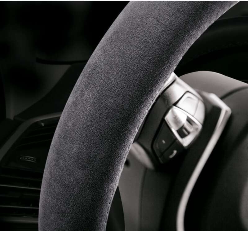 Flip Fur Hand Sewn Steering Wheel Frosted Leather Four Seasons General Motors Handle Cover Suede Winter Plush_autovado.com