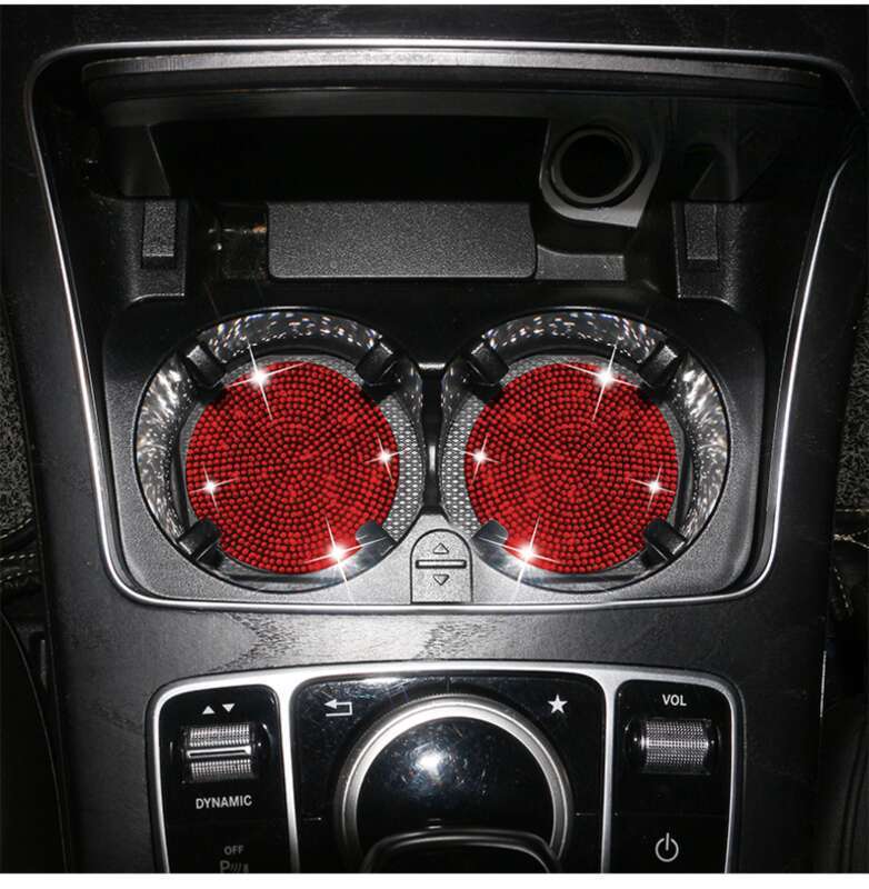 Car Mounted Diamond, Water Mat With Diamond Inlay, Soft Rubber Car Cup Mat, Universal For Vehicle Models_autovado.com