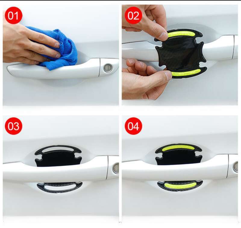 Car Anti-collision Strip, Door Bowl Handle Protection Paint Scratch, Carbon Fiber Grain Reflective Car Sticker, Adhesive_autovado.com