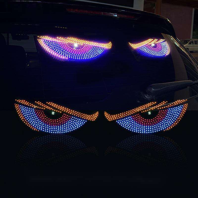 New LED Devil Brand Car Sticker Dynamic Eye DIY Waterproof Display Screen Truck Decorative Light_autovado.com