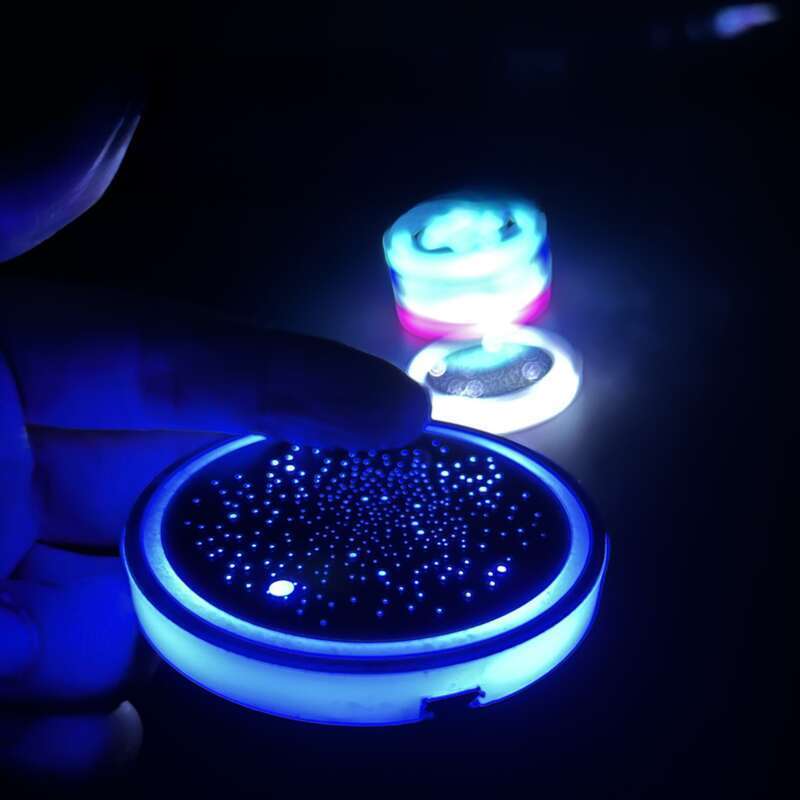 Automotive LED Luminous Water Mat Pattern Can Be Modified With Acrylic Car Cup Slot Ambient Light 68MM Diameter Seven_autovado.com